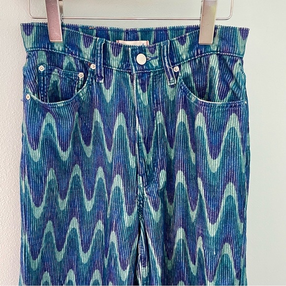 URBAN OUTFITTERS BDG HIGH & WIDE CORDUROY PANTS - BLUE MULTI WAVY LINE size 27 - Picture 4 of 12